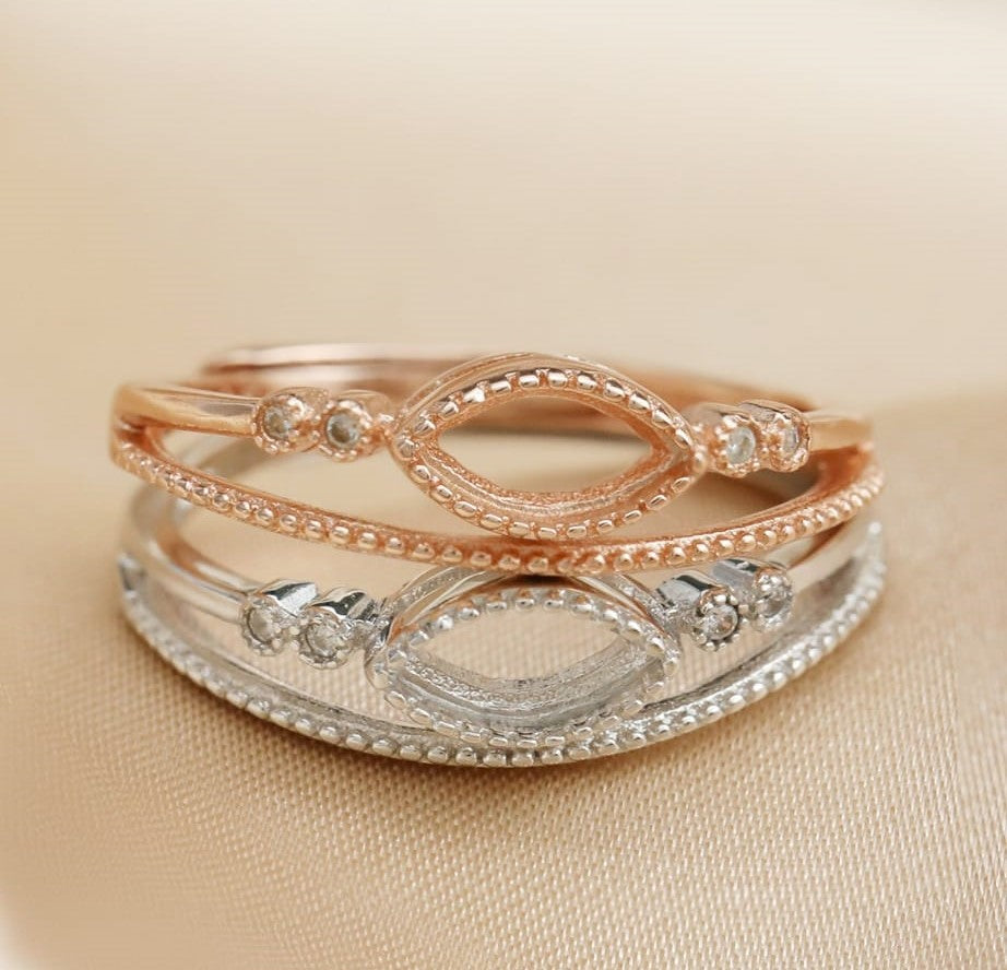 The Double Band Marquise Ring